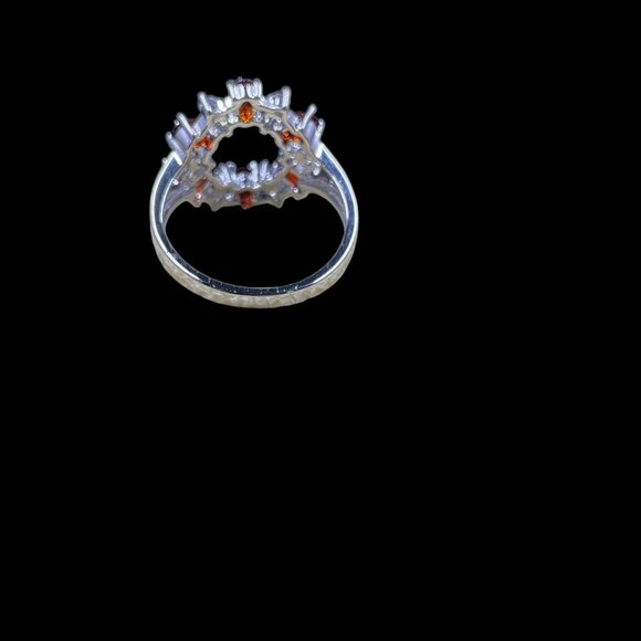 Swarovski Crystal Sterling Silver Ring Red Garnet Halo Size 9 Cocktail Ring - Picture 7 of 8